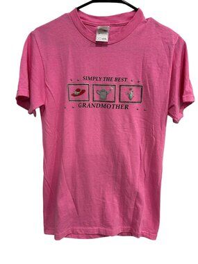 Simply The Best Grandmother Pink T Shirt Sz Small Fruit Of The Loom